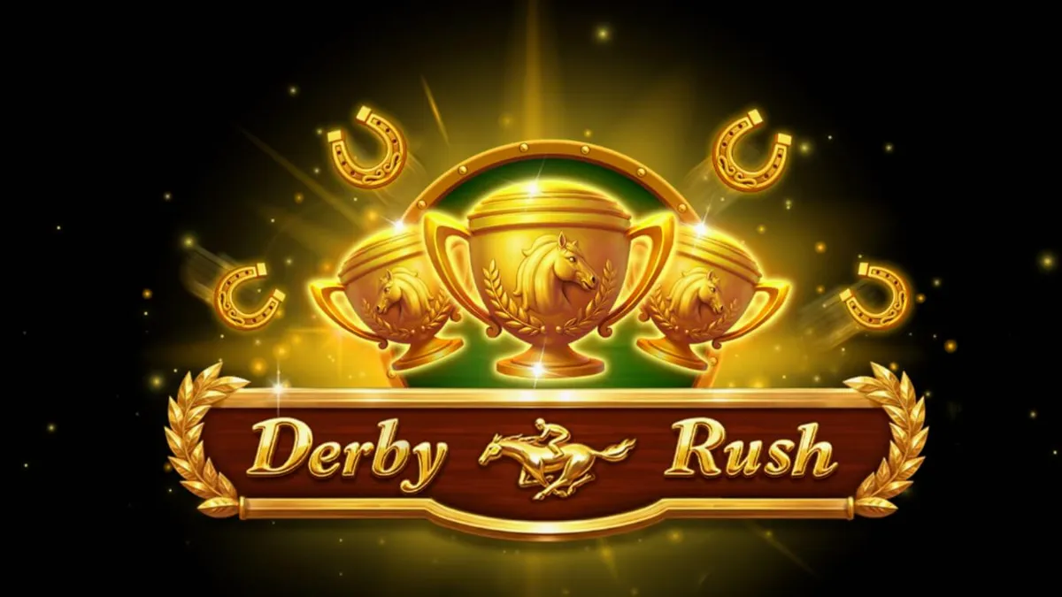 Tampilan visual slot Derby Rush dengan tema pacuan kuda yang mewah