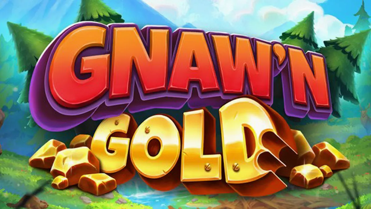 Tampilan layar permainan slot Gnaw’n Gold dengan tema hutan dan berang-berang.